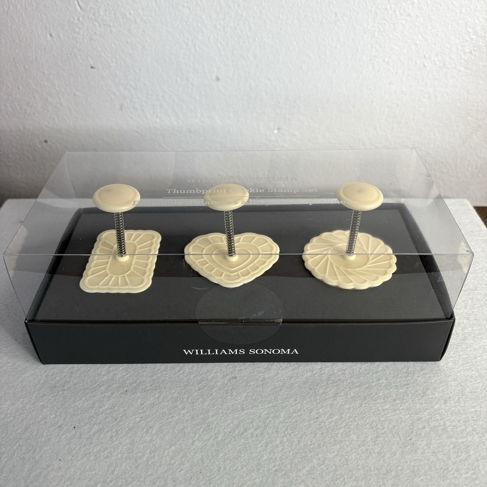 William Sonoma Thumbprint Cookie Stamp Set Of 3 Baking Christmas Holiday NEW